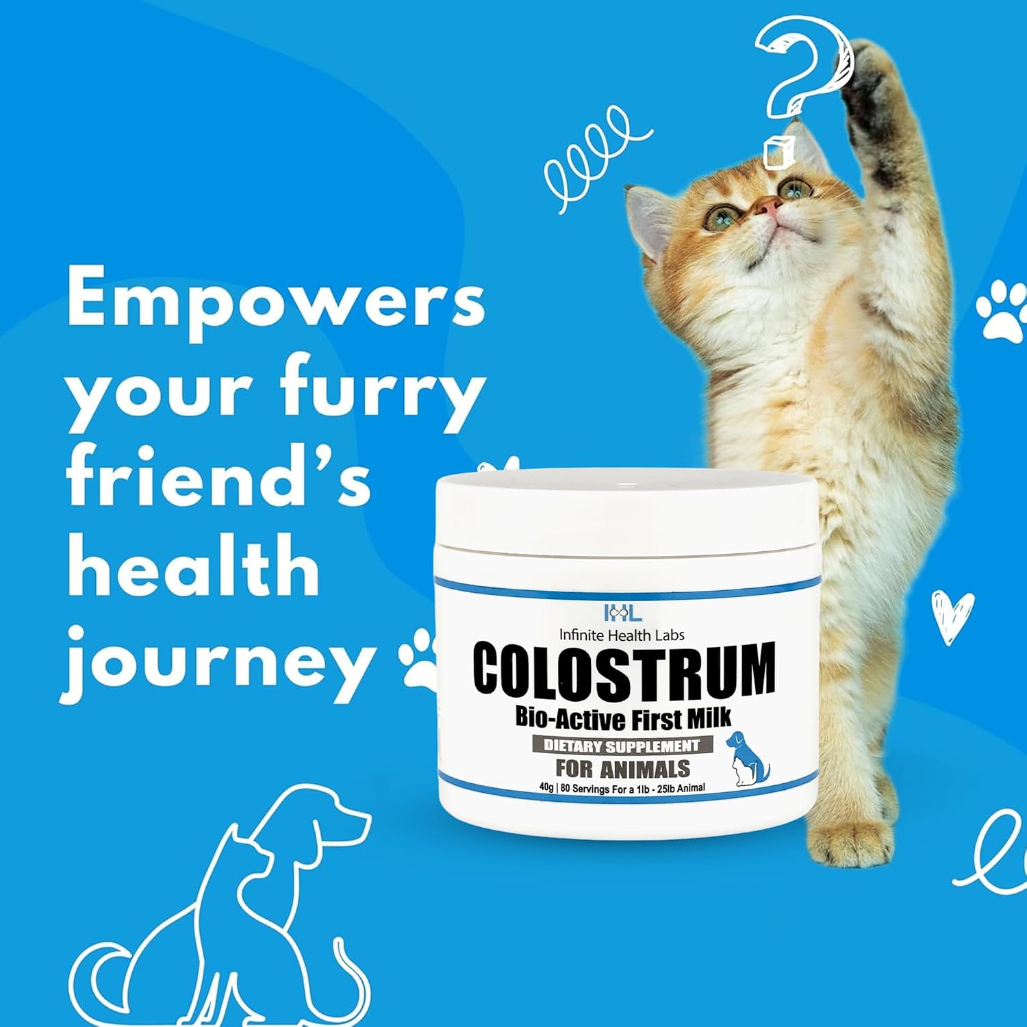 Calostro Bovino Bioactivo para Perros y Gatos - Suplemento en Polvo 240g (480 porciones)