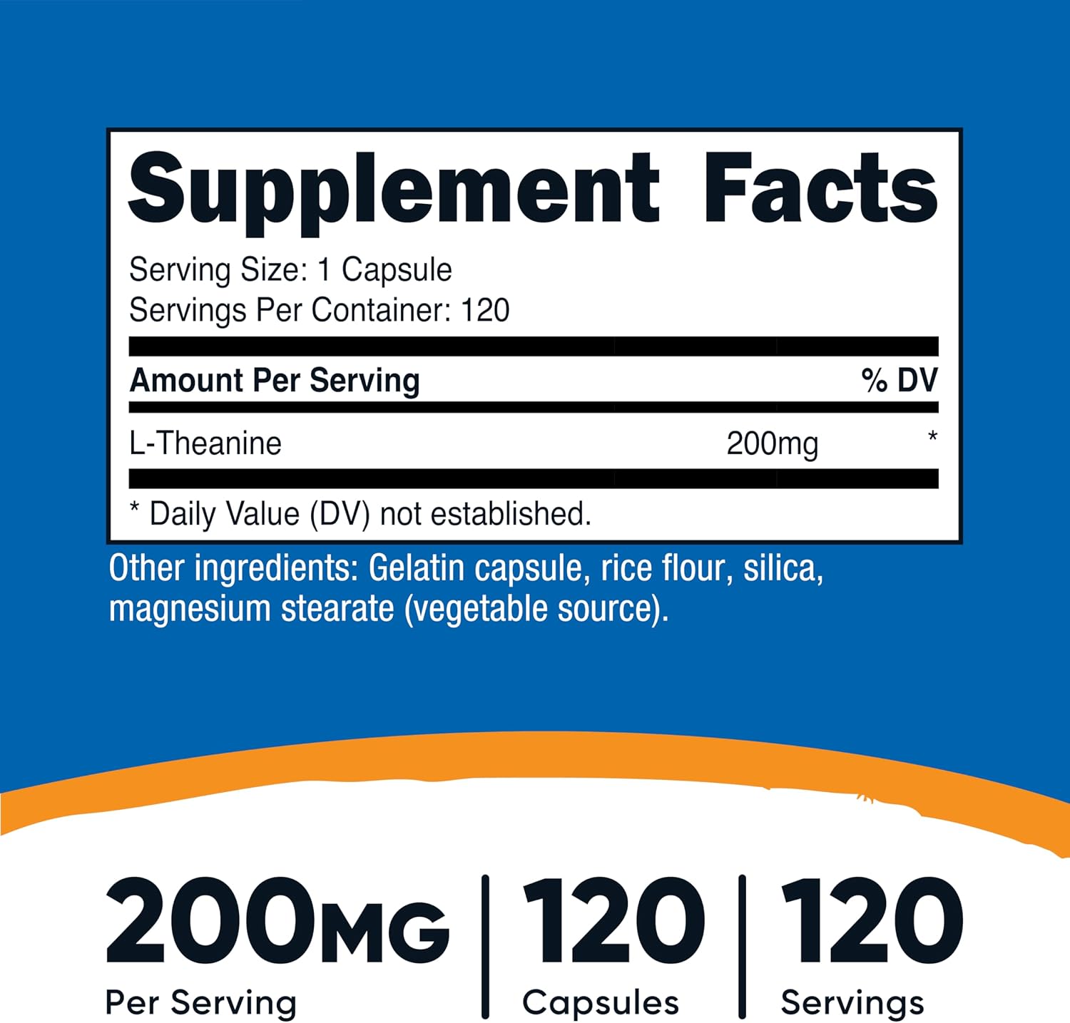 Nutricost L-Theanine 200mg, 120 Cápsulas, Alta Concentración - No OGM, Sin Gluten