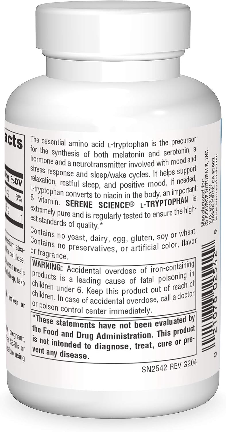 Source Naturals Serene Science L-Triptófano 500 mg, 60 Cápsulas