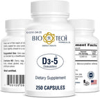 Bio-Tech Pharmacal Vitamina D3 (5000 UI, 250 Cápsulas Blandas)