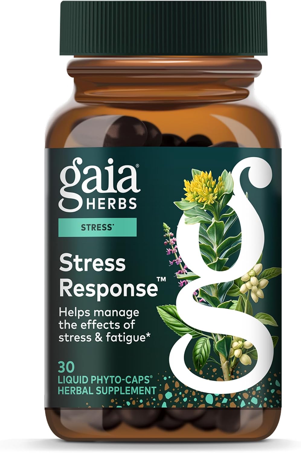 Gaia Herbs Stress Response - Suplemento para el Estrés con Adaptógenos, Rodiola, Albahaca Santa y Ashwagandha - 30 Cápsulas Líquidas Veganas