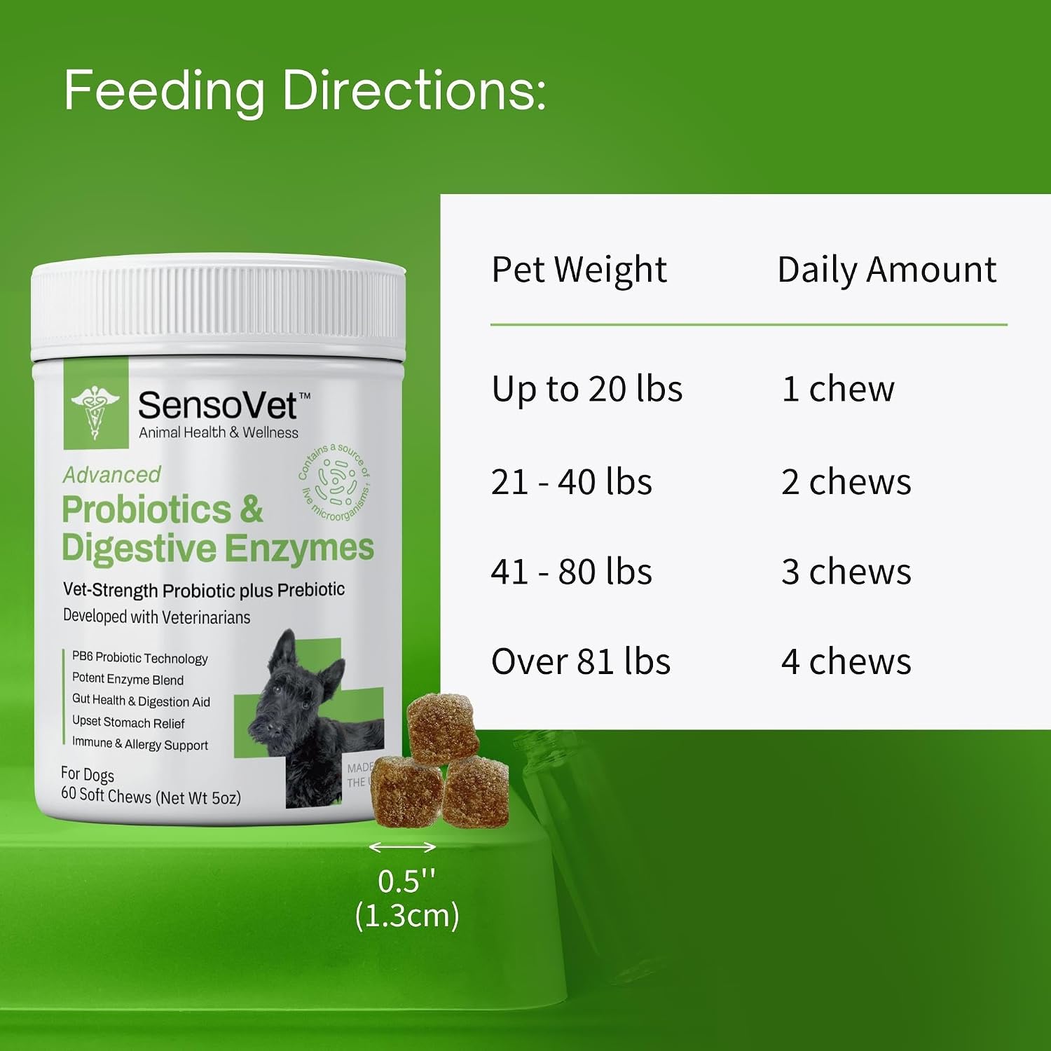 SensoVet Probióticos Avanzados para Perros con Enzimas Digestivas - Soft Chews