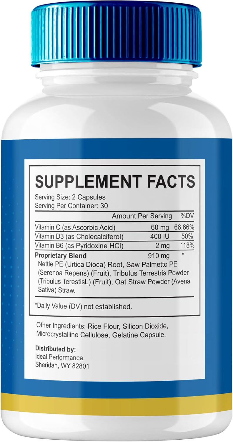 IDEAL PERFORMANCE Jertaris Cápsulas, Suplemento para la Salud de la Próstata - Fórmula Extra Fuerte, Todo Natural (Paquete de 3)