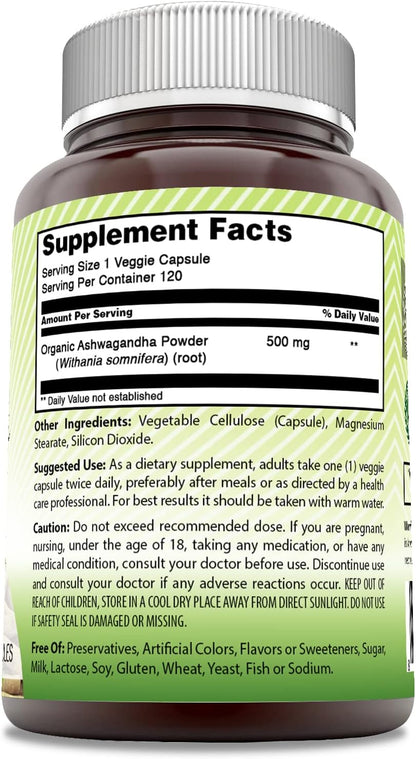Amazing India Ashwagandha 500 mg | 120 Cápsulas Veganas | No-GMO, Sin Gluten – Image 2