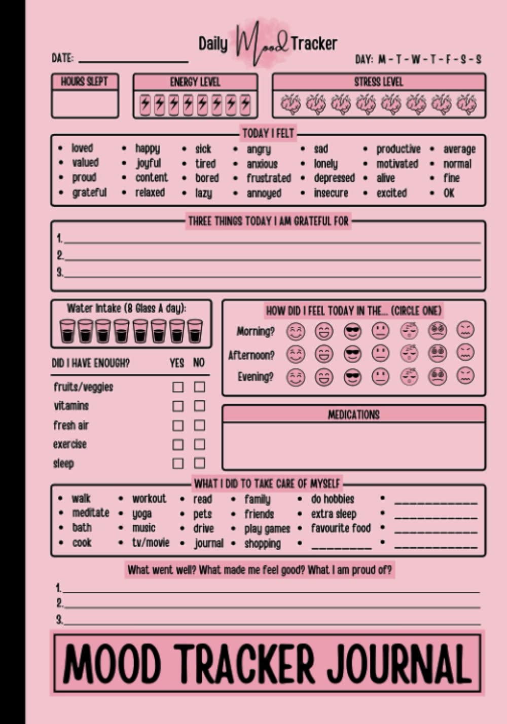 Mood Tracker Journal: Daily Mood Tracker Notebook | Daily Health & Wellness Diary With Prompts | Mental Health Diary | Self Care Journal For Women & Teens Girls