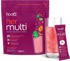 Root'd Multivitamin Powder for Men - 24 Vitaminas & Minerales con 3X Electrolitos, 9 Superalimentos Orgánicos, Probióticos y Enzimas | 30 Sobres de Mezcla