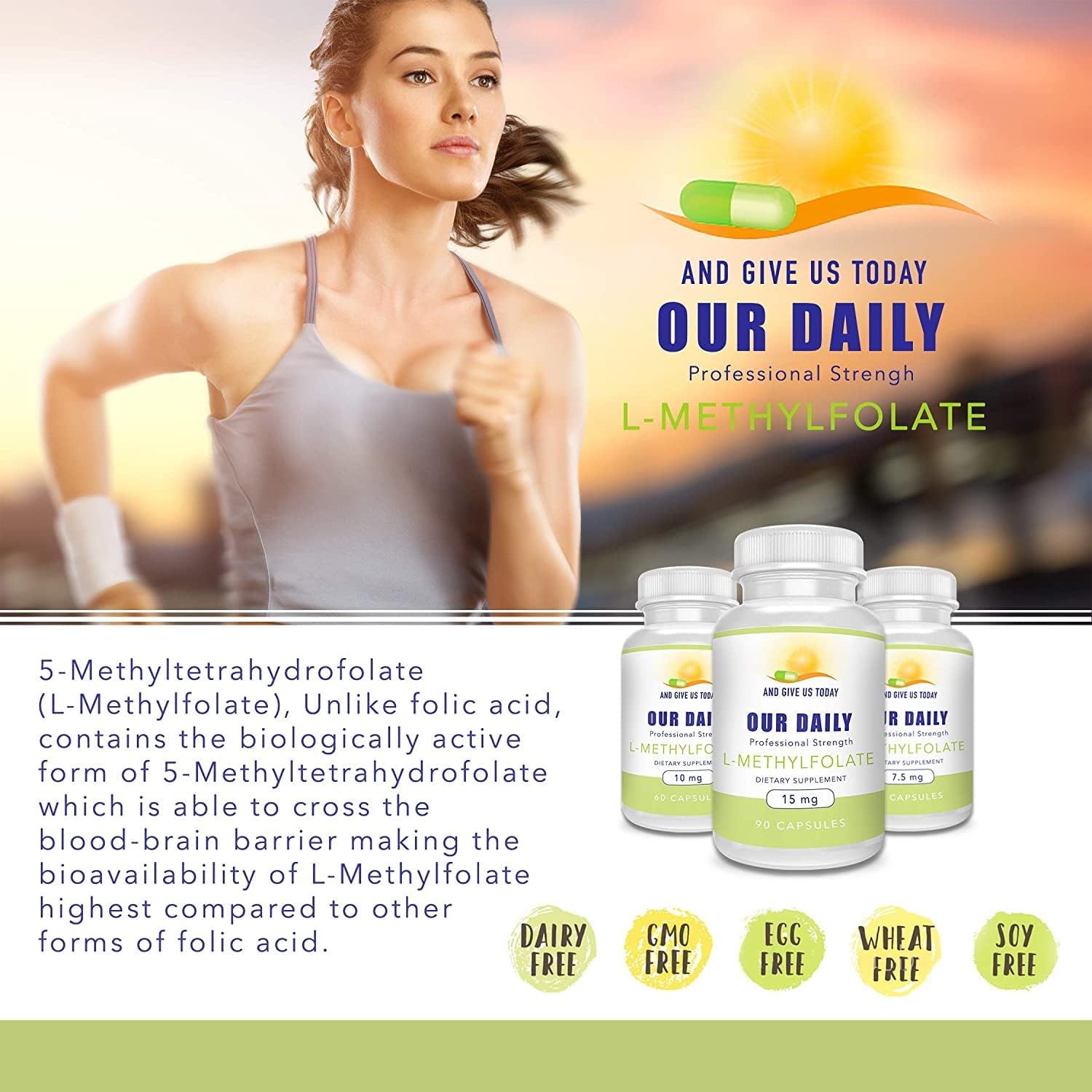Our Daily Vites L-Metilfolato 1 mg (1000 mcg) - 180 Cápsulas - Folato Activo 5-MTHF, Sin Rellenos