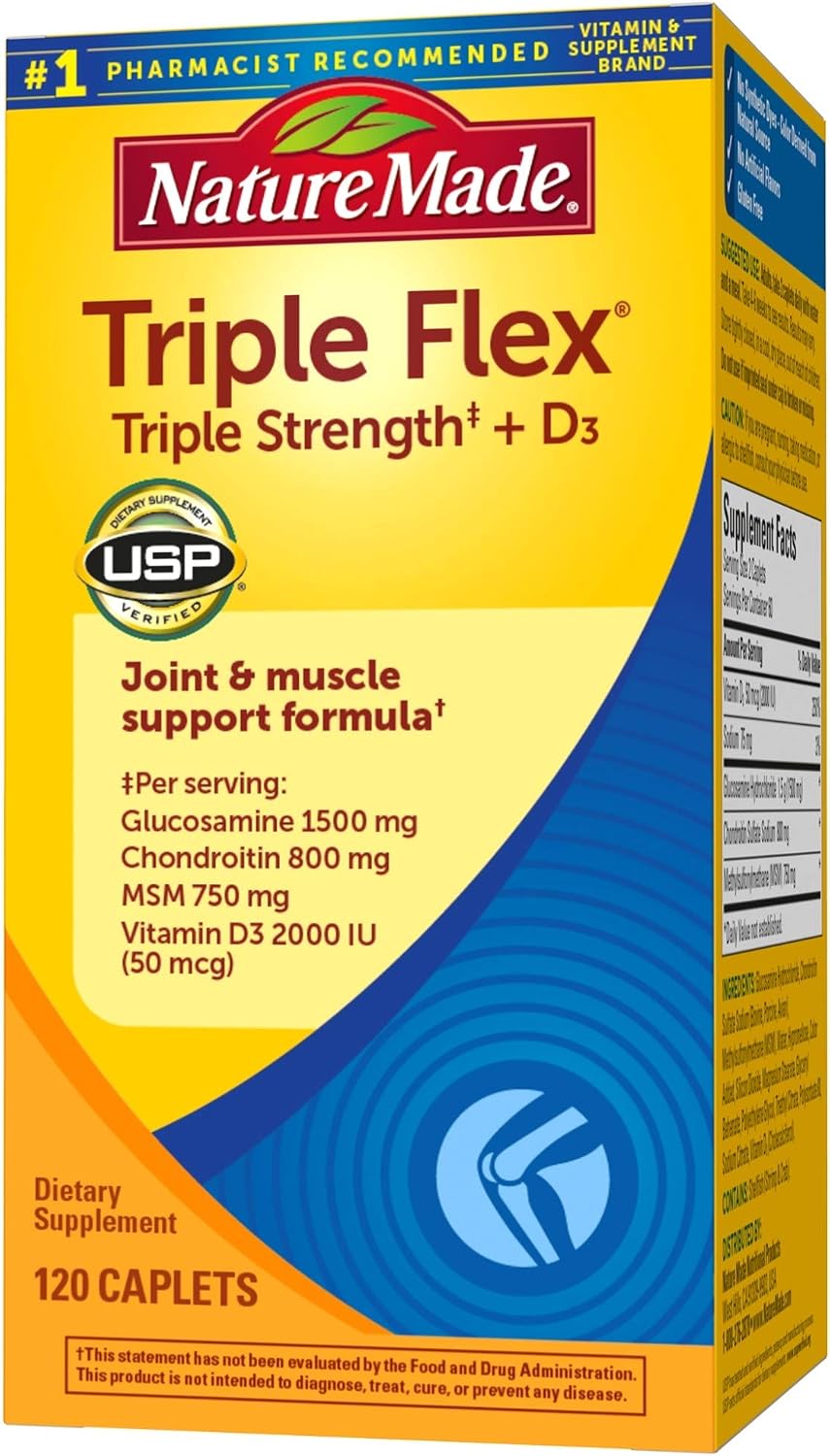 Nature Made TripleFlex Triple Strength con Vitamina D3, 120 cápsulas