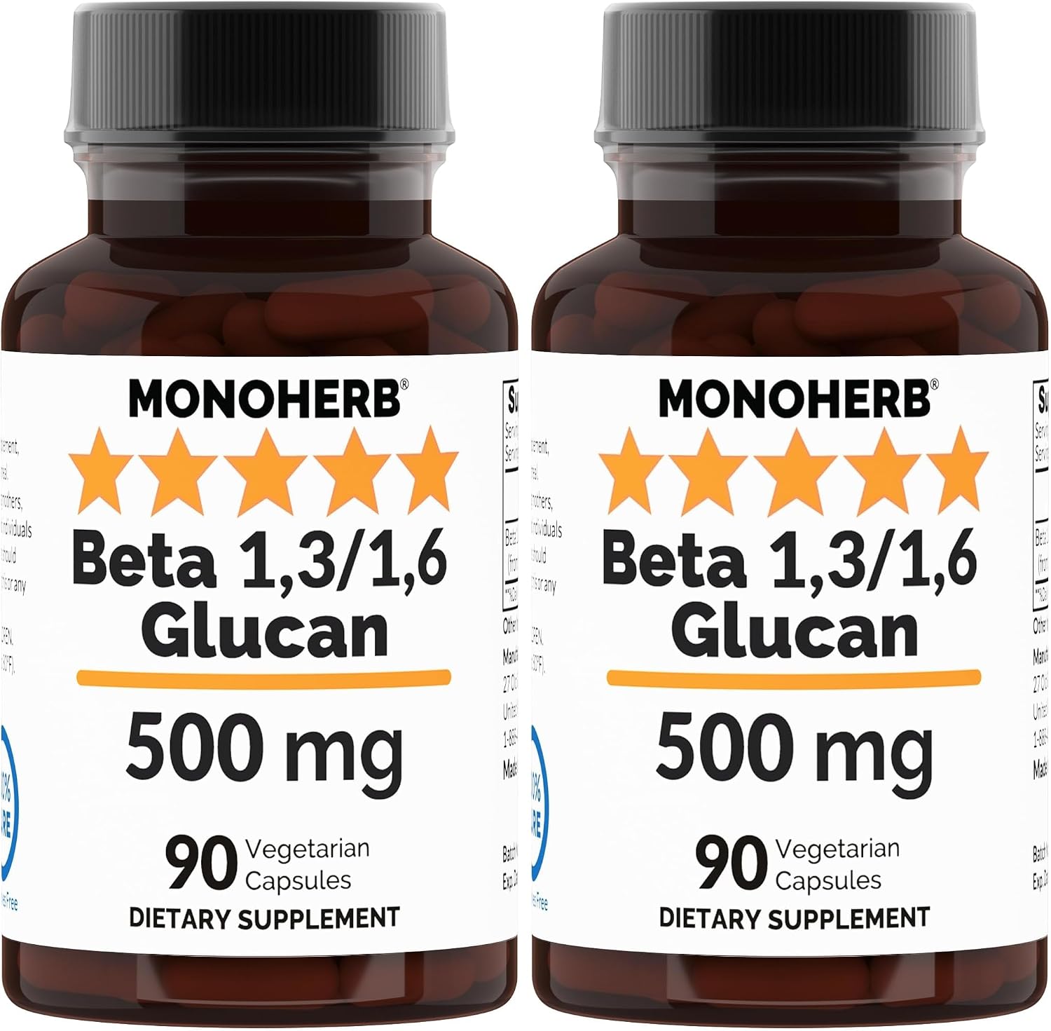 MONOHERB Beta 1,3/1,6 Glucan 500 mg - 90 Cápsulas Veganas
