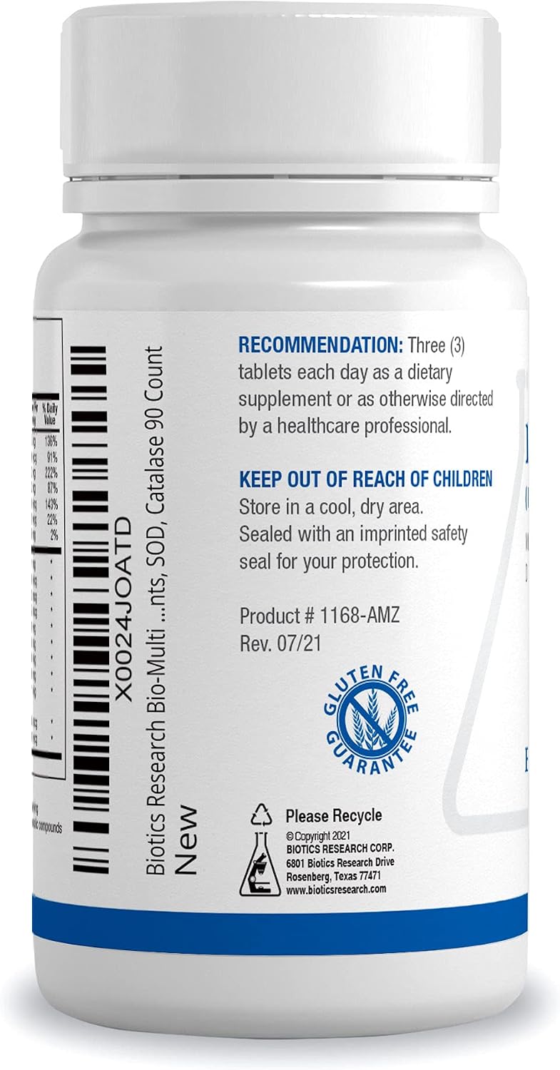 Biotics Research Bio Multi Plus Sin Hierro - Multivitamínico y Minerales Quelados - 90 Comprimidos