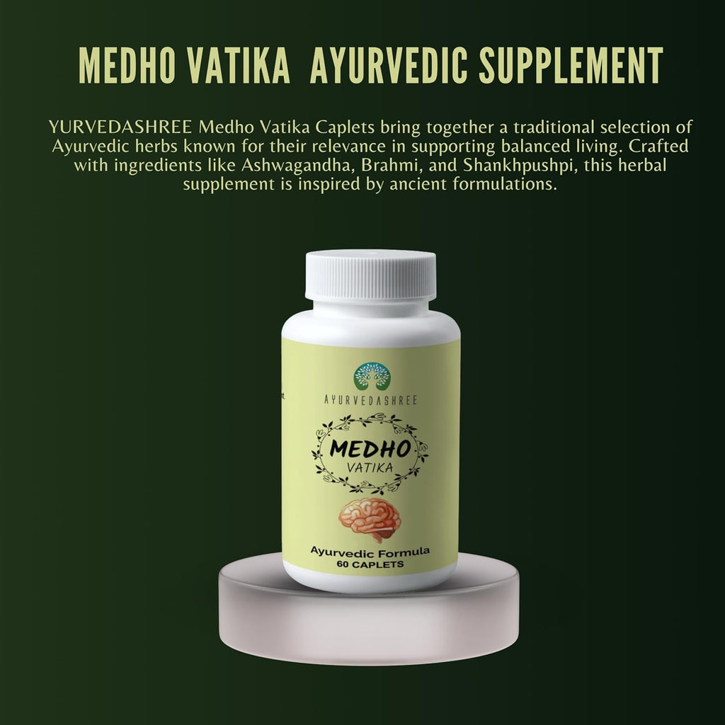 Ayurvedashree Medho Vatika 60 Comprimidos - Suplemento Herbal con 8 Hierbas Ayurvédicas