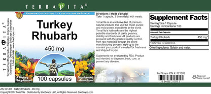 Turkey Rhubarb - 450 mg (100 Cápsulas) – Presentación: 100 cápsulas por envase, con 450 mg de Turkey Rhubarb cada – Image 4