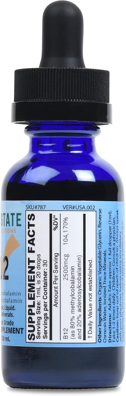 Good State Ionic B12 - Suplemento Líquido de Vitamina B12 - 1 Onza (30 ml) - Vegano y Sin Gluten