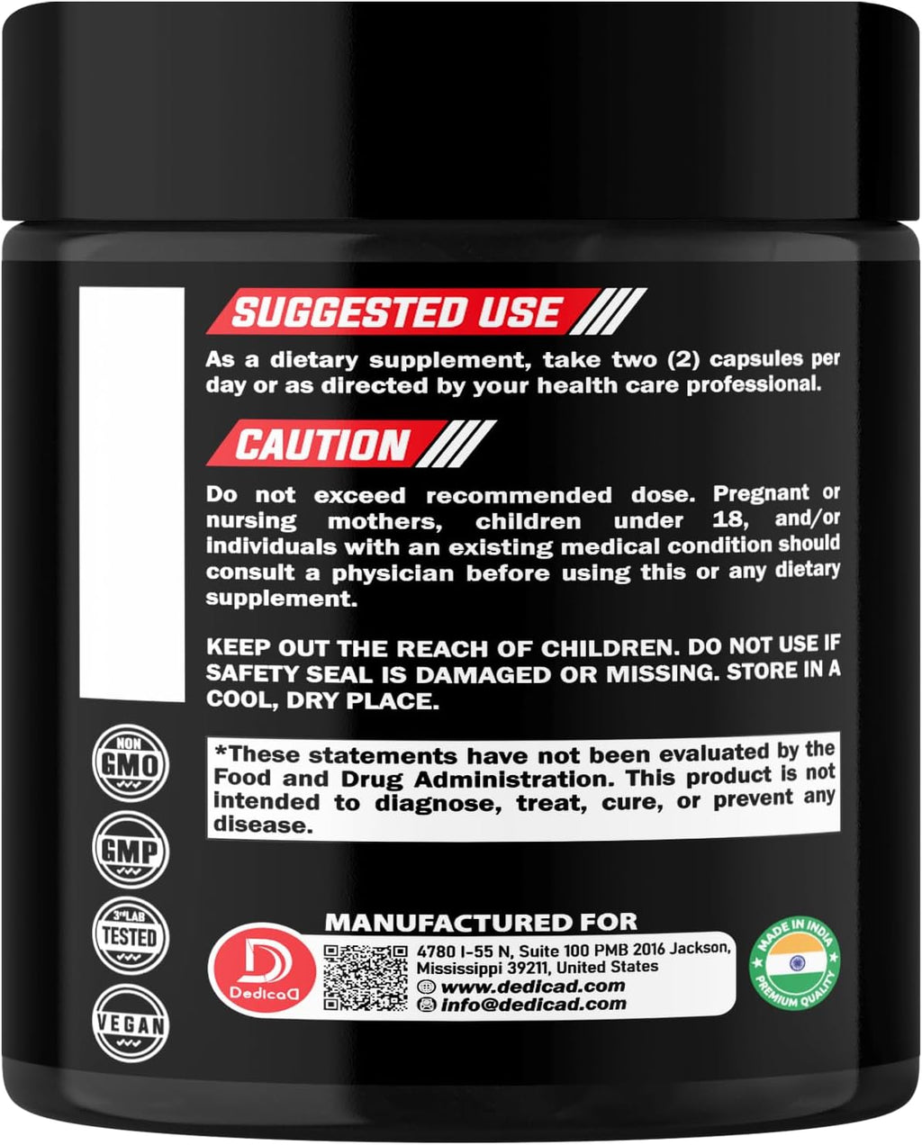 DEDICAD NAD Supplement con Nicotinamida Ribósido Liposomal 900mg, Resveratrol y Quercetina - 90 Cápsulas