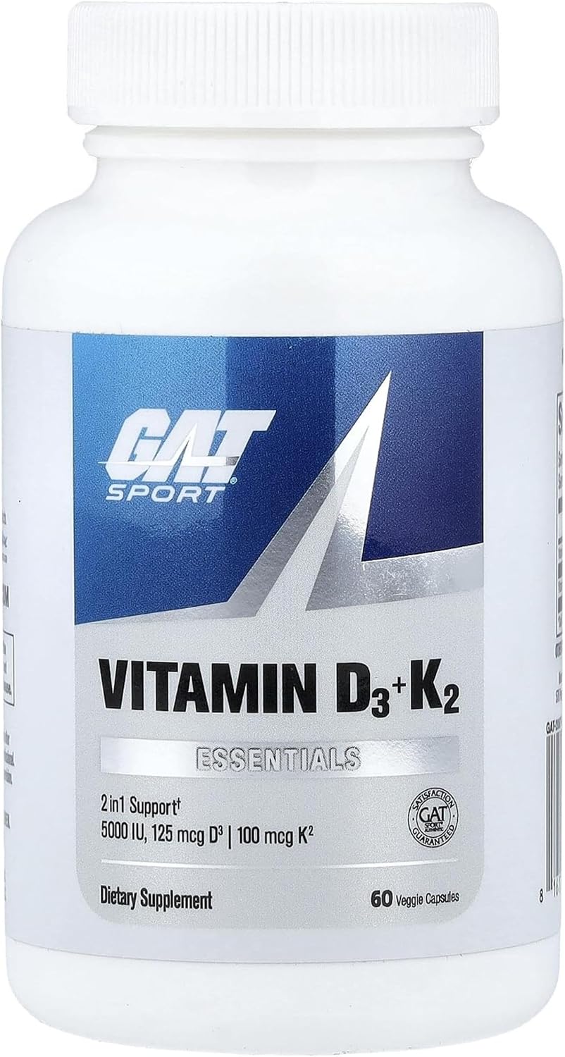 GAT SPORT Vitamina D3 K2, 5000 UI, 60 Cápsulas Vegetales