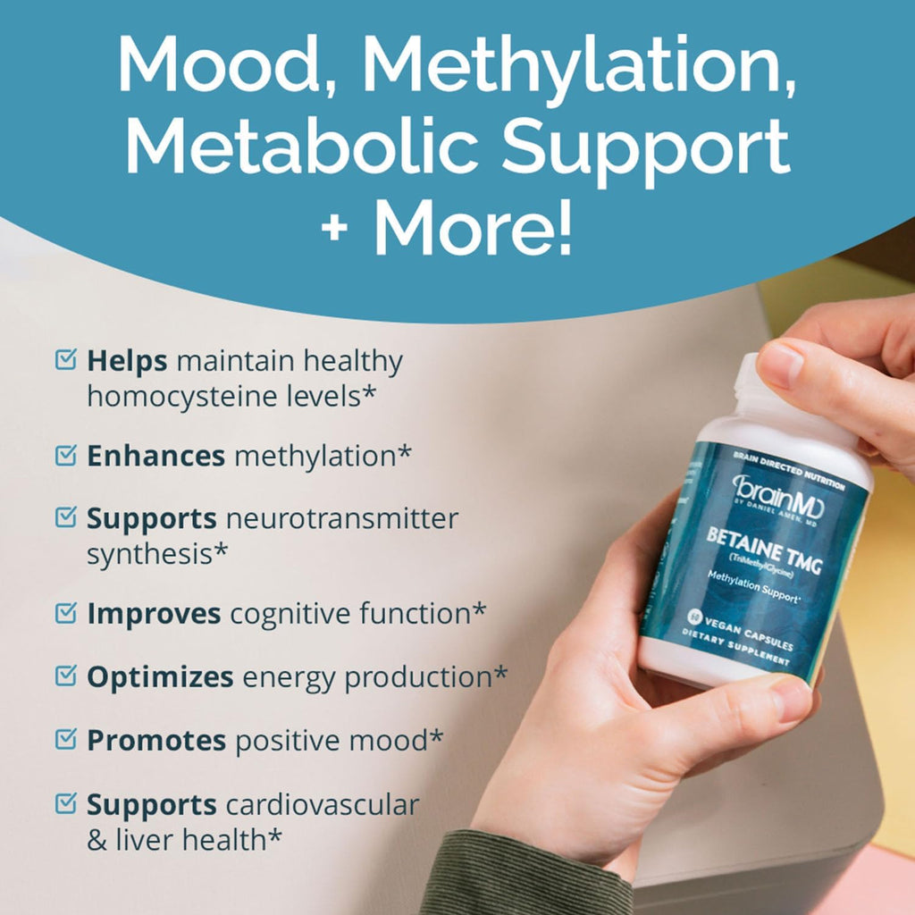 BRAINMD Betaina TMG - 60 Cápsulas - Apoyo para el Estado de Ánimo