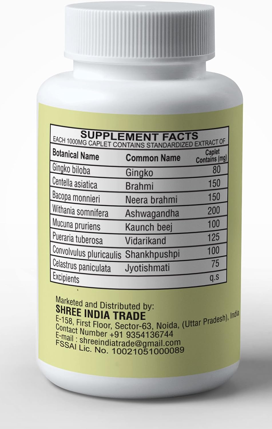 Ayurvedashree Medho Vatika 60 Comprimidos - Suplemento Herbal con 8 Hierbas Ayurvédicas