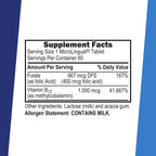 Superior Source No Shot Methylcobalamin B12 con Ácido Fólico - 60 Comprimidos Sublinguales