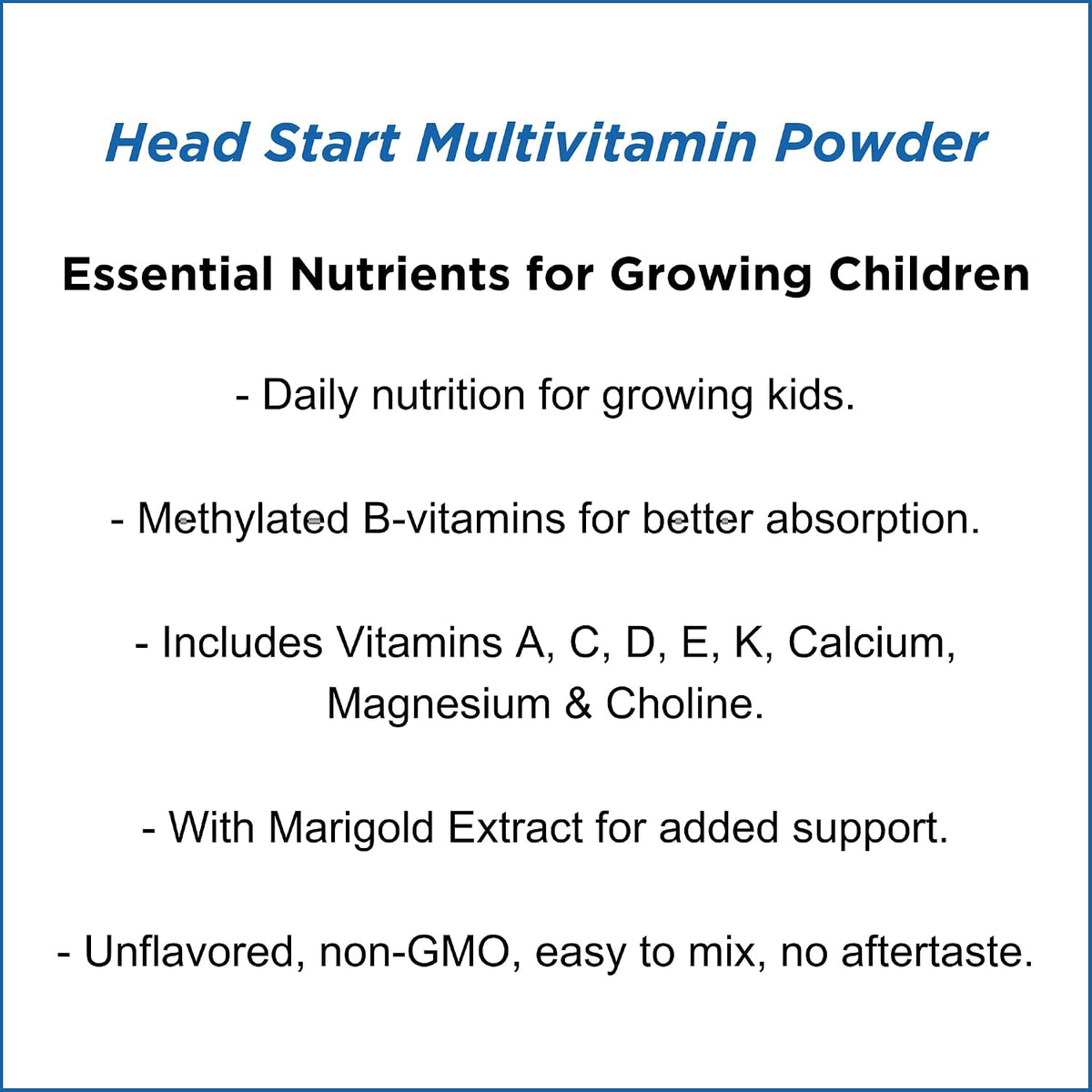 Dr. Wholeness Head Start Multivitamin Powder | Nutrientes esenciales para niños en crecimiento, vitaminas B metiladas, fácil – Image 4