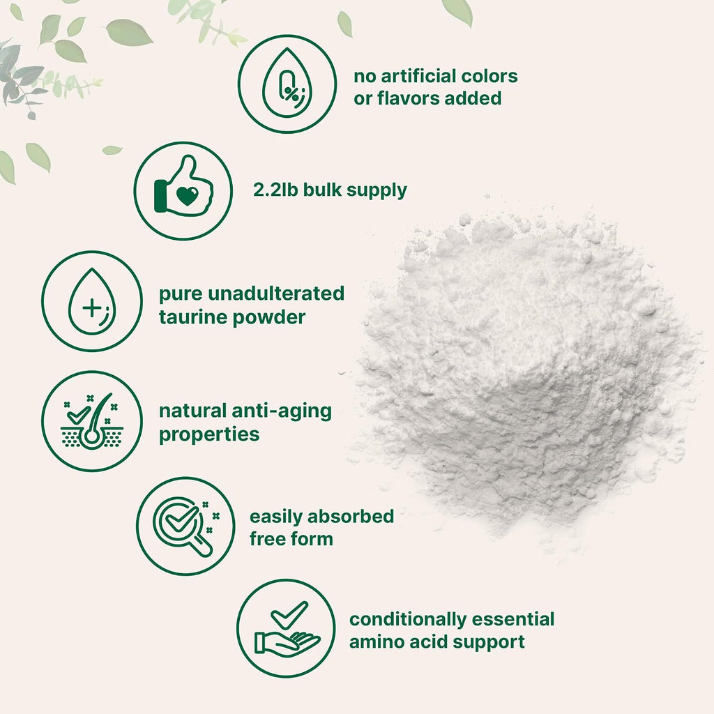 Micro Ingredients Taurina en Polvo Puro, 1 kg (2.2 lb) - Sin Sabor, 100% Puro, Aminoácido Esencial