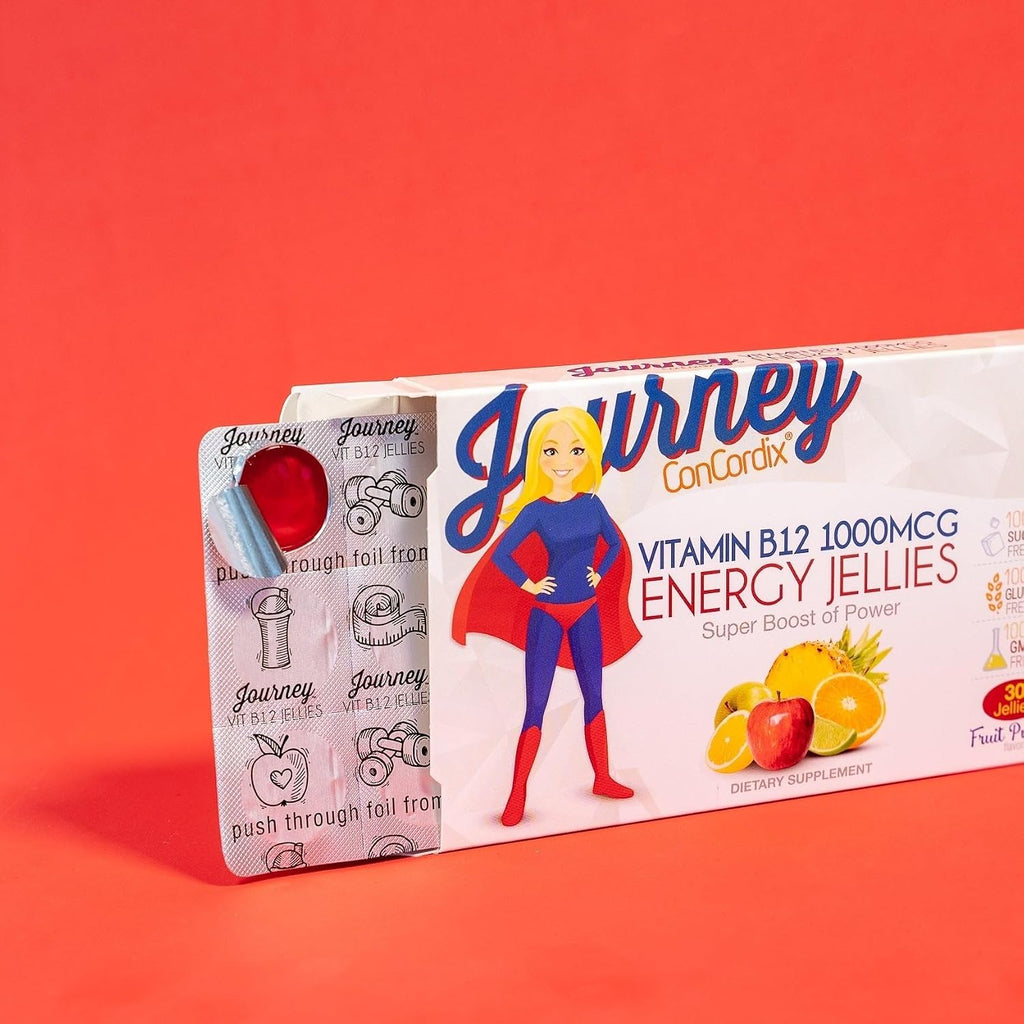 Bariatric Eating Journey 1.000 mcg Vitamina B12 Jelly Energy Sin Azúcar Sabor Punch de Frutas (30 unidades)