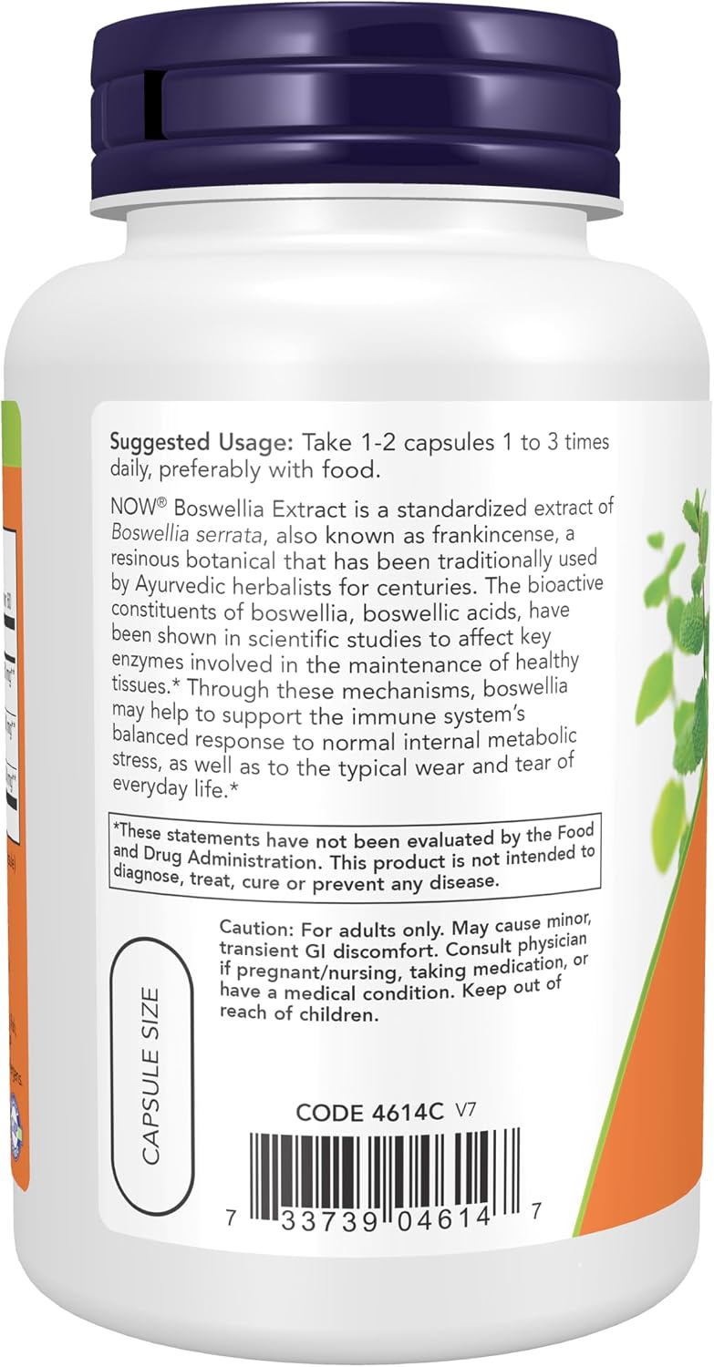 NOW Foods Extracto de Boswellia 250 mg con Cúrcuma, 120 Cápsulas Vegetales