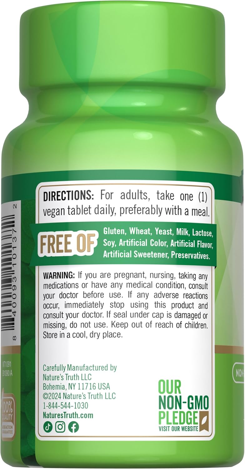 Nature's Truth Vitamina B12 1000 mcg | 100 Tabletas | Vegano, Sin Gluten