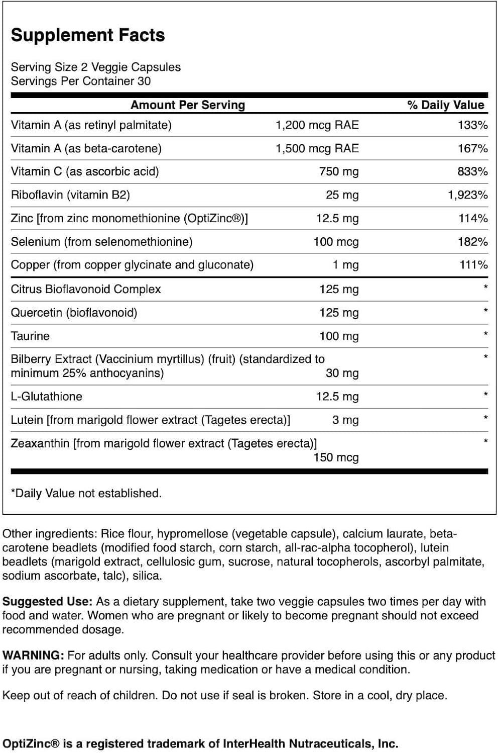 Swanson Vision Essentials 60 Cápsulas Vegetarianas