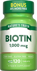 Nature's Truth Biotina 1000 mcg | 120 Comprimidos | Vegano, Sin Gluten, No-GMO