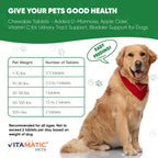 Vitamatic Cranberry para Perros – 120 Comprimidos Masticables – con D-Manosa, Vinagre de Manzana y Vitamina C – Apoyo para el Tracto Urinario y la Vejiga
