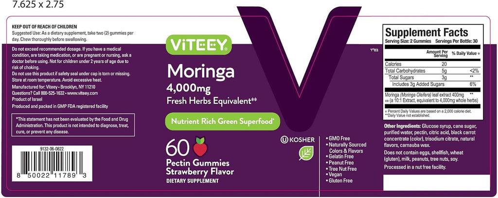Viteey Moringa Gummies - 4000mg (Extracto 10:1) - 60 Gominolas