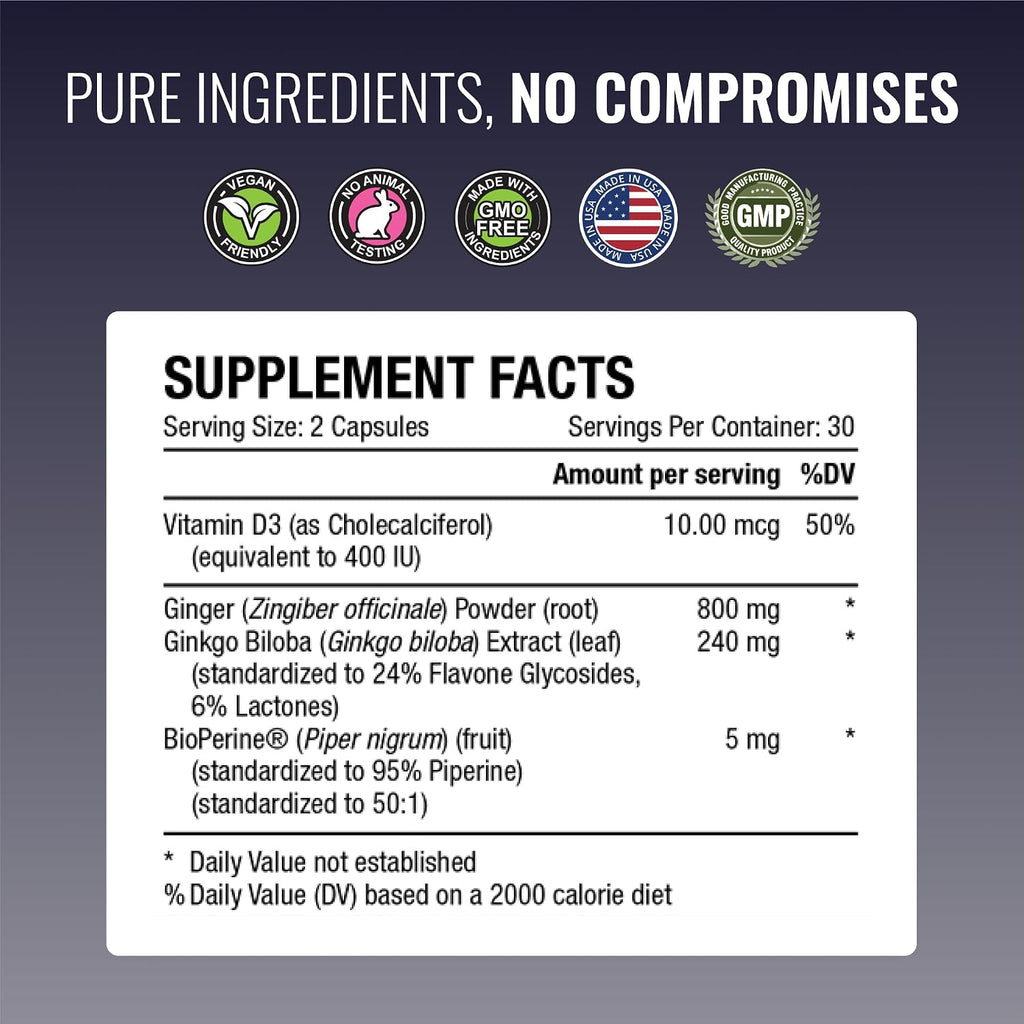 Approved Science VertiSyl - Ginkgo Biloba, Jengibre, Vitamina D3, BioPerine - 60 Cápsulas