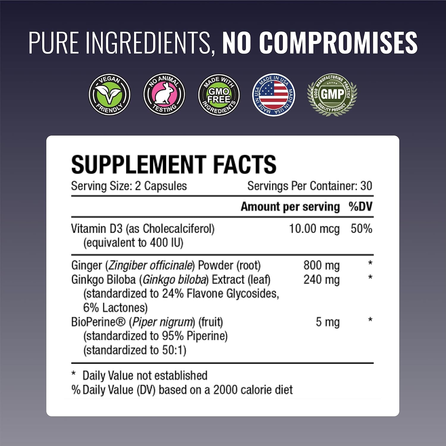 Approved Science VertiSyl - Ginkgo Biloba, Jengibre, Vitamina D3, BioPerine - 60 Cápsulas