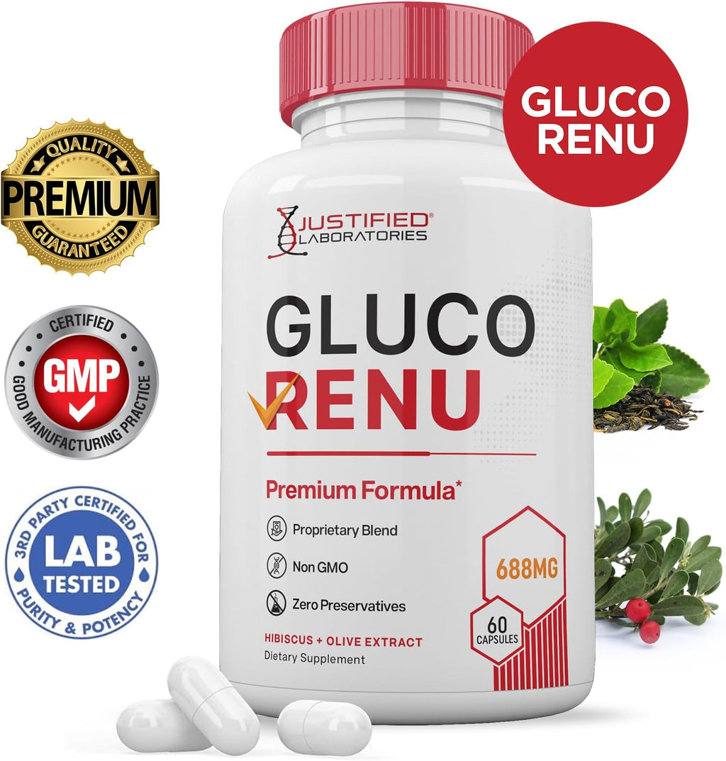 Gluco Renu – Suplemento de Hierbas y Vitaminas – 120 Cápsulas (2 Envases)