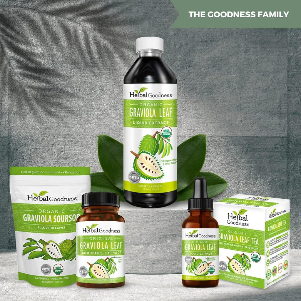 Herbal Goodness Extracto Orgánico de Hojas de Guanábana Graviola - 1 oz (30 ml) - Tintura Líquida Concentrada 15:1