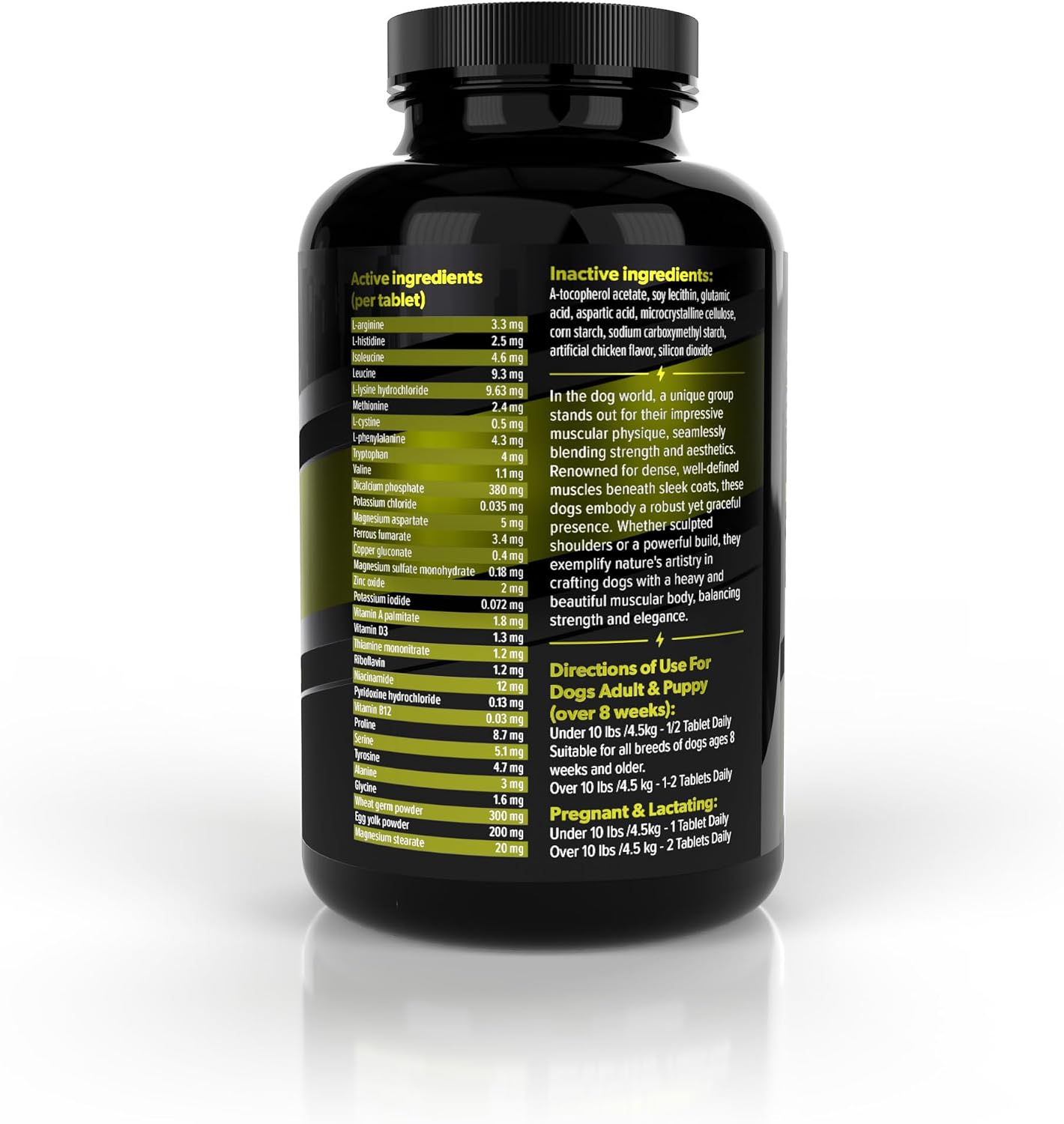 Mega Muscle para Perros - Comprimibles Multivitamínicos con Alto Contenido de Proteínas - Sabor a Pollo, 60 unidades