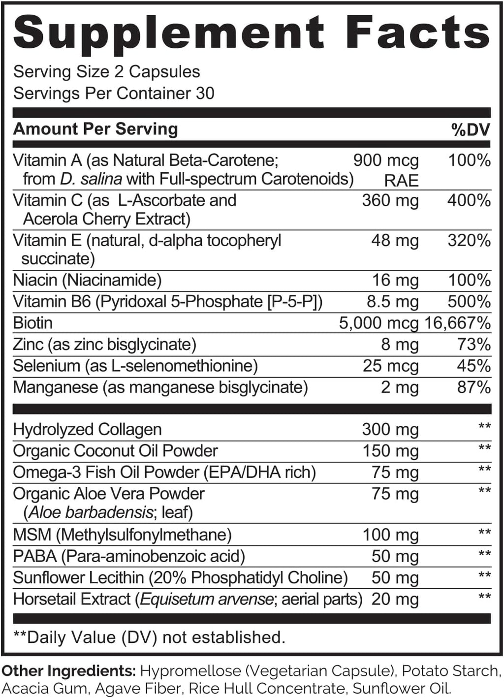 NATURELO Vitaminas para Cabello, Piel y Uñas - 5000 mcg Biotina, Colágeno, Vitamina E - 60 Cápsulas