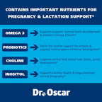 Vitaminas prenatales para perros Dr. Oscar – 2 en 1 prenatales y posnatales con ácido fólico, omega 3, probióticos, colina e inositol – 90 comprimidos