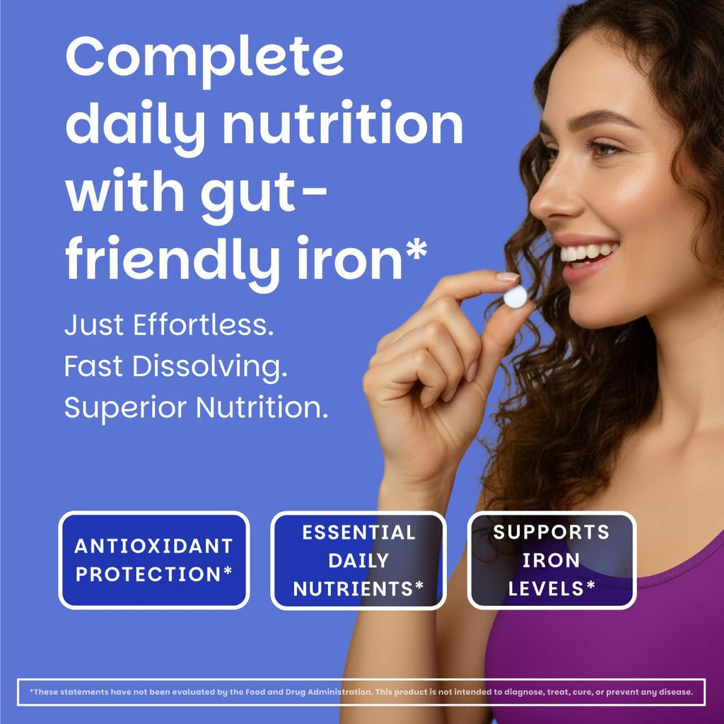 EZ Melts Multivitamínico + Hierro - 60 Comprimidos Disolventes Sabor Tropical Cherry