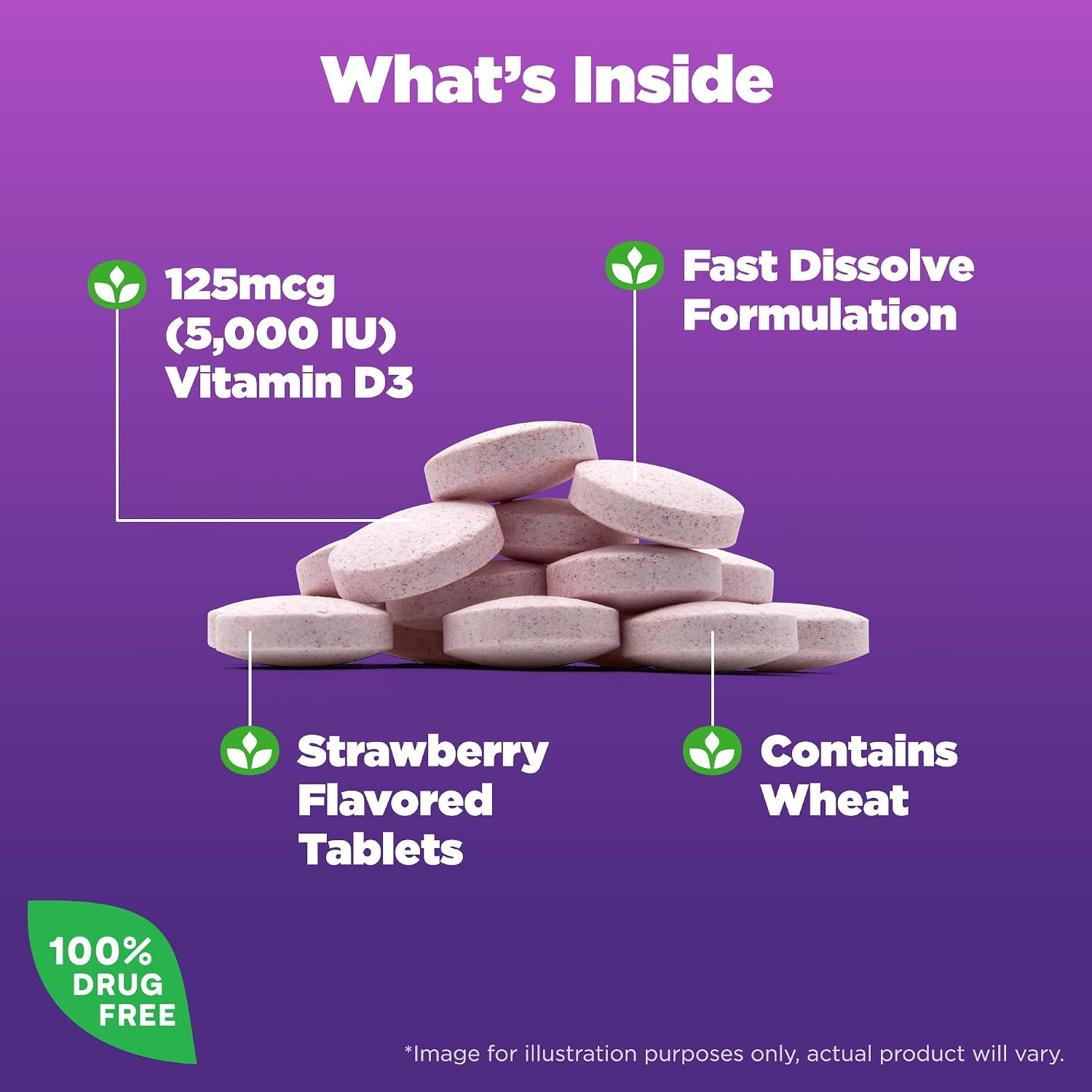 Natrol Vitamin D3 5000 IU Fast Dissolve Tablets, 90 Count