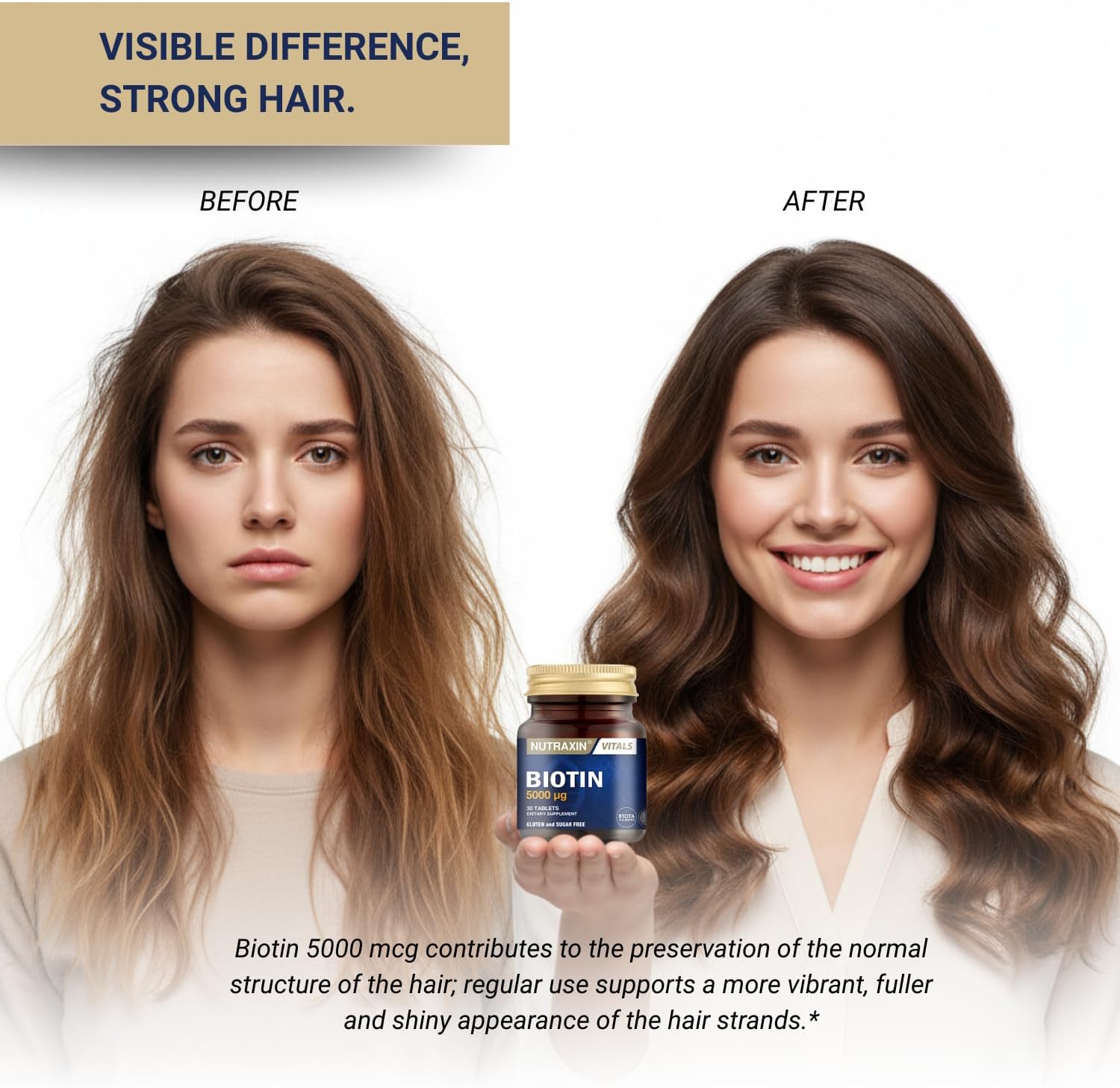 Nutraxin Vitals Biotin 5000 mcg - 30 Comprimidos