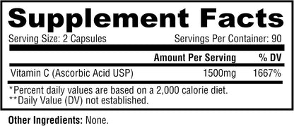 Metabolic Nutrition Vitamina C 1500 mg - 180 – Protege las células frente al daño oxidativo gracias a su potente – Image 2