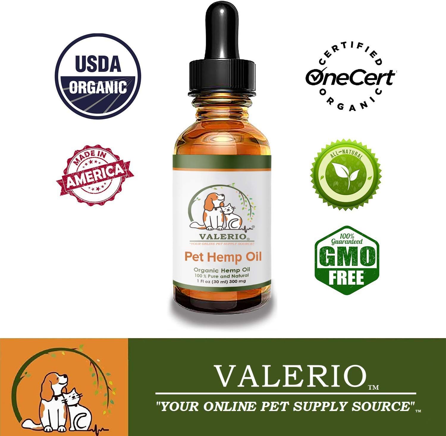 Valerio Pets Aceite de Cáñamo para Perros y Gatos - 1 Oz