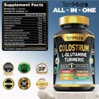 Suplemento de Calostro 10 en 1 con L-Glutamina, Cúrcuma y Probióticos - 120 Cápsulas