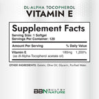 Vitamina E con Aceite de Oliva 400 UI, 120 Cápsulas Blandas - Built by Nature
