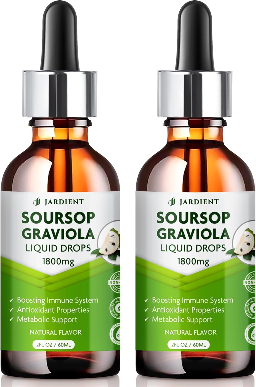 Extracto Líquido de Graviola (Soursop) Orgánico - Tintura de Soursop Bitters, 1 Fl Oz (Pack de 2)