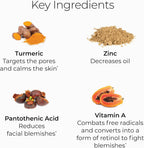 Hush & Hush Suplemento para el Acné – 60 Cápsulas – Fórmula Vegana con Vitamina A, Zinc y Cúrcuma