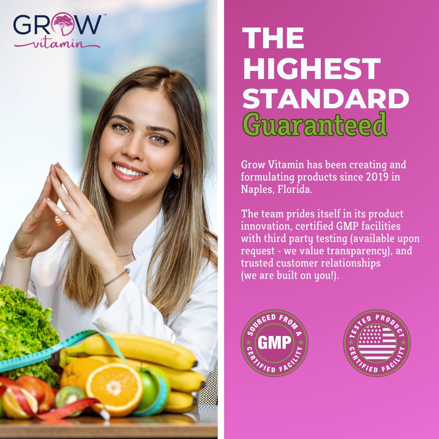 grow vitamin Multivitamínico Diario para Mujeres - 24 Vitaminas y Minerales - 60 Cápsulas - 2 Meses de Suministro