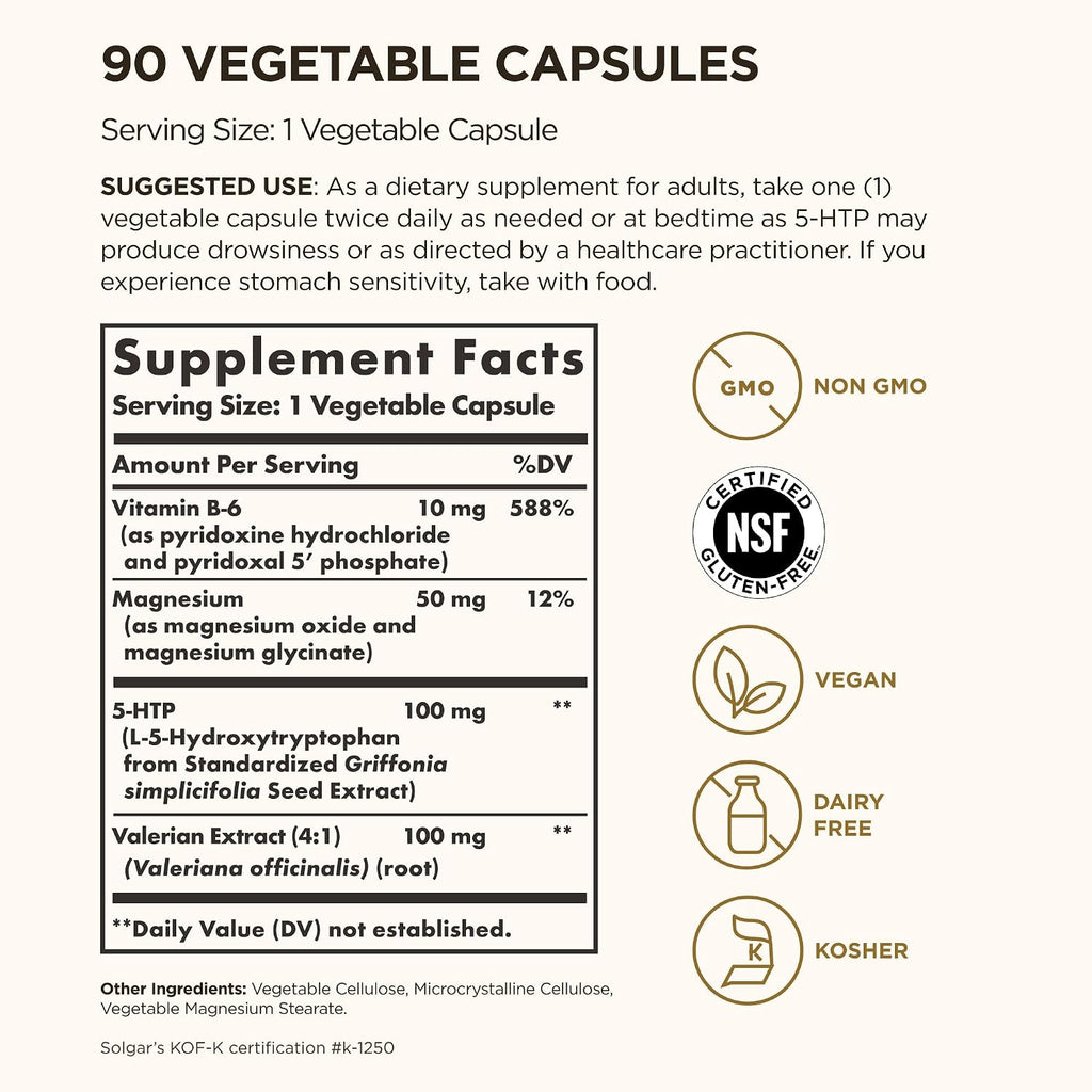 Solgar 5-HTP 100 mg, 90 Cápsulas Vegetales