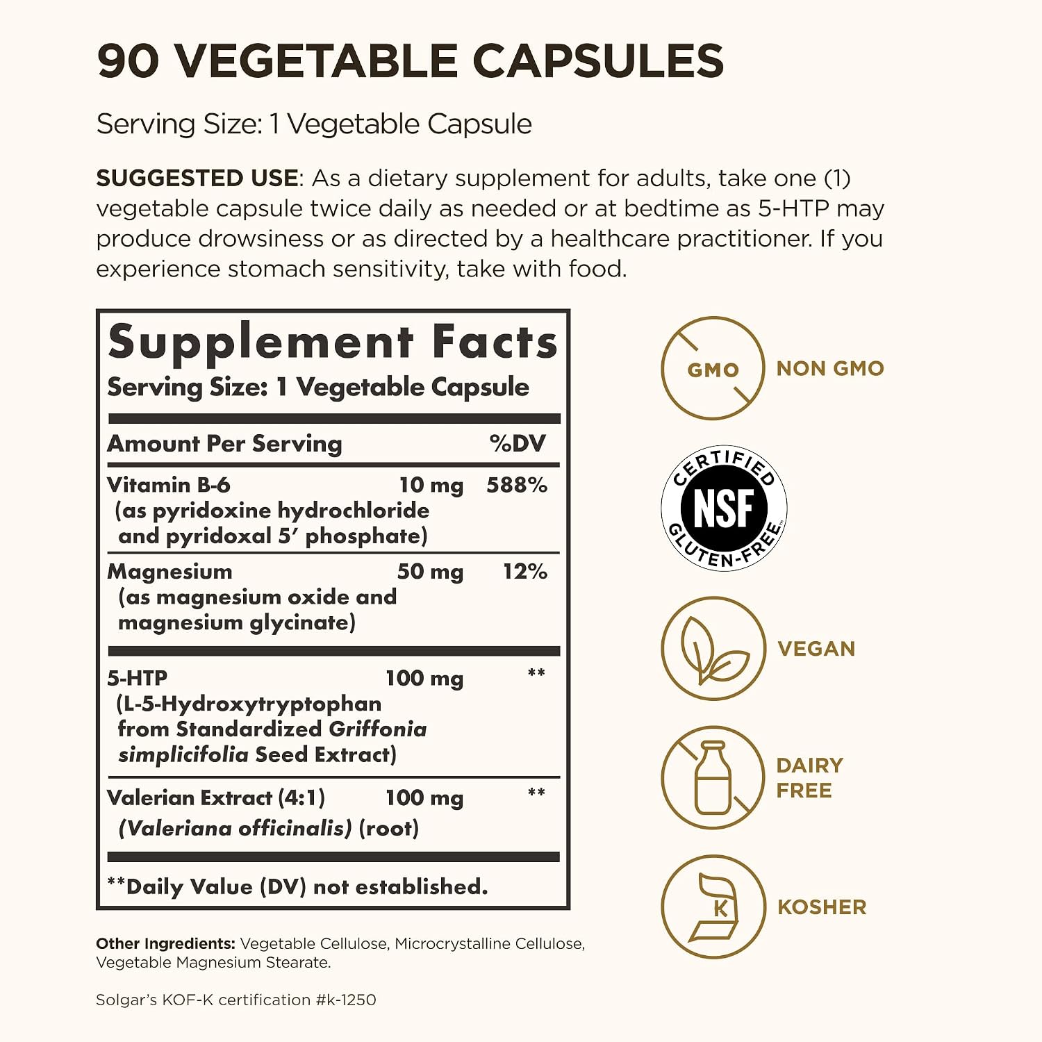 Solgar 5-HTP 100 mg, 90 Cápsulas Vegetales